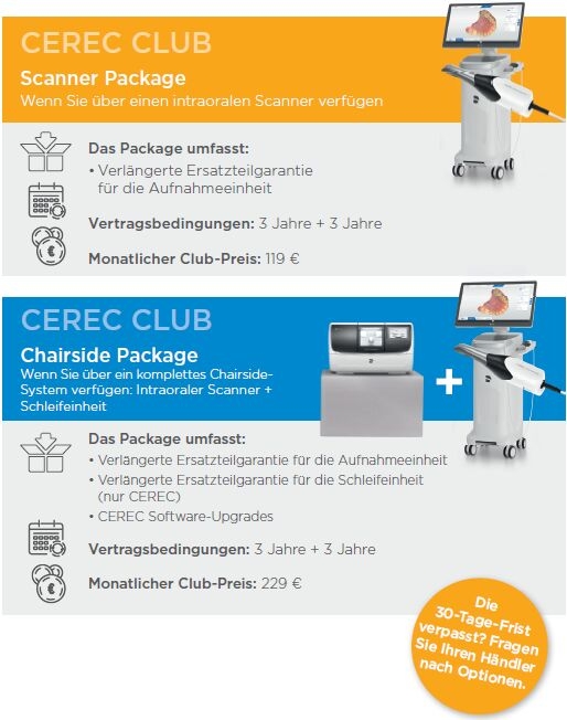 CEREC Club - Übersicht über die Packages