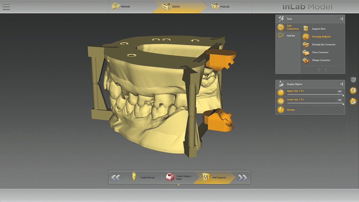 inLab CAD Software, Virtual data model with support structures
